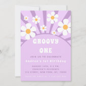 Modern Groovy One Retro Sunshine Erstgeburt Einladung (Vorderseite)