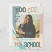 Modern Groovy Peach Aquamarin Aqua Retro Abschluss Ankündigung (Vorderseite)