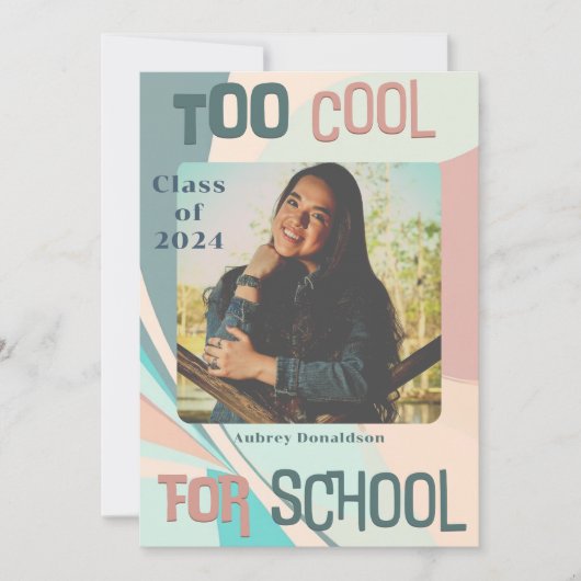 Modern Groovy Peach Aquamarin Aqua Retro Abschluss Ankündigung (Vorderseite)