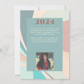 Modern Groovy Peach Aquamarin Aqua Retro Abschluss Ankündigung (Rückseite)