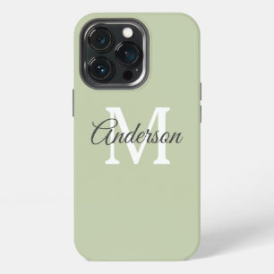 Modern Grün Persönliche Initiale iPhone 13 Pro Hülle