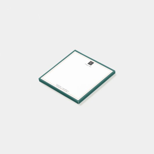 Modern Grün-Weiß-Gold mit Business-Logo Post-it Klebezettel (angewinkelt)