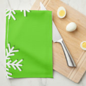 Modern grüne und weiße weiße Weihnachtsschneeflock Geschirrtuch (Viertel Falte)