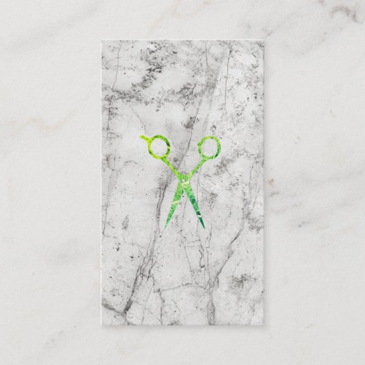 Modern Grunge Green Scissors Marmor Terminkarte (Vorderseite)