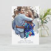 Modern Grunge Ink Frame Foto Verlobt Hochzeit (Stehend Vorderseite)