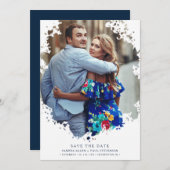 Modern Grunge Ink Frame Foto Verlobt Hochzeit (Vorne/Hinten)