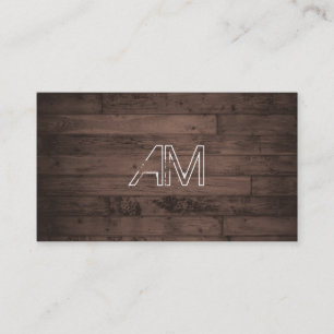 Modern Grunge Monogram auf Brown Wood Visitenkarte