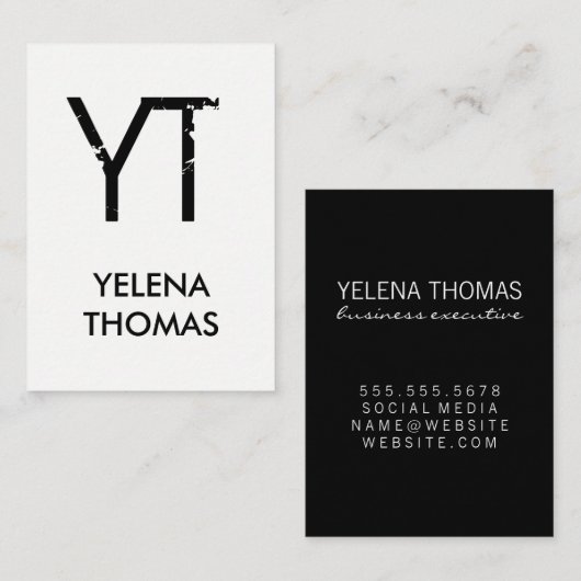 Modern Grunge Monogram Visitenkarte (Vorne/Hinten)