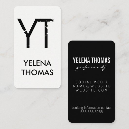 Modern Grunge Monogram Visitenkarte (Vorne/Hinten)