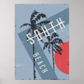 Modern Grunge South Beach California Travel Poster (Vorne)