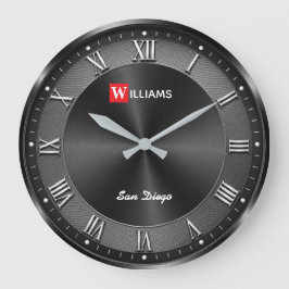 Modern Gunmetal Black Luxury Große Wanduhr