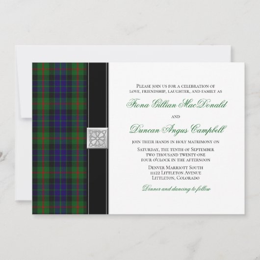 Modern Gunn Tartan Wedding Einladung (Vorderseite)