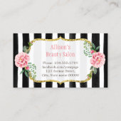 Modern Haar Stylist Girl Gold Pink Blütenstreifen Visitenkarte (Rückseite)