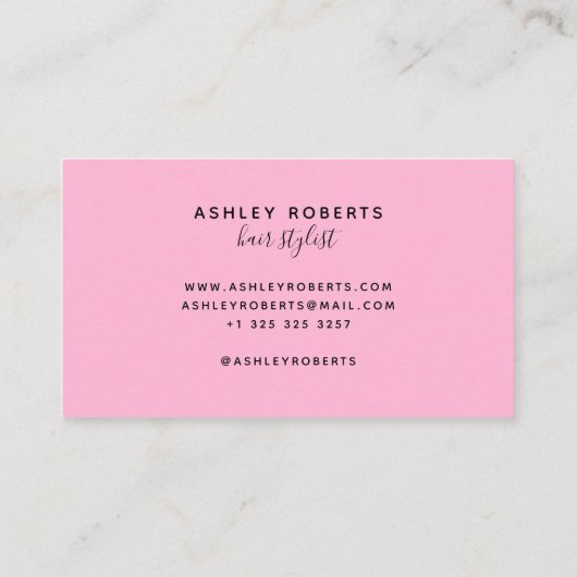 Modern haarstylistisch rosa visitenkarte (Rückseite)