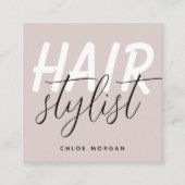 Modern haarstylistische Schrift staubig pink Quadratische Visitenkarte (Vorderseite)
