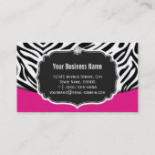 Modern Hair Stylist Black Pink Zebra Print Diamond Visitenkarte (Rückseite)