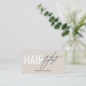 Modern hair stylist QR Code beige Visitenkarte (Stehend Vorderseite)