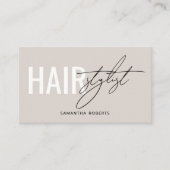 Modern hair stylist QR Code beige Visitenkarte (Vorderseite)