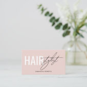 Modern hair stylist QR Code blush pink Visitenkarte (Stehend Vorderseite)