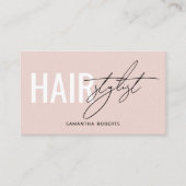 Modern hair stylist QR Code blush pink Visitenkarte (Vorderseite)