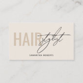 Modern hair stylist QR Code cream Visitenkarte (Vorderseite)
