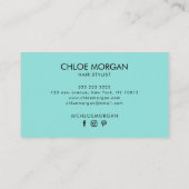 Modern hair stylist script black and blue visitenkarte (Rückseite)