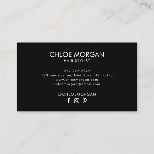 Modern hair stylist script pearl pink visitenkarte (Rückseite)