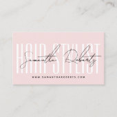 Modern hair stylist script typography blush pink treuekarte (Vorderseite)