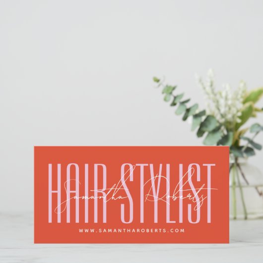 Modern hair stylist script typography gift card (Stehend Vorderseite)