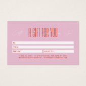 Modern hair stylist script typography gift card (Rückseite)