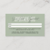 Modern hair stylist script typography sage green terminkarte (Rückseite)