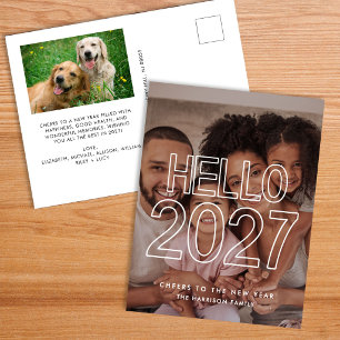 Modern Hallo 2027 Foto Neujahr Feiertagspostkarte