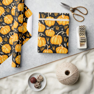 Modern Halloween Autumn Pumpkin Patchpattern Geschenkpapier