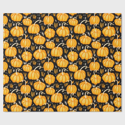 Modern Halloween Autumn Pumpkin Patchpattern Geschenkpapier (Flach)