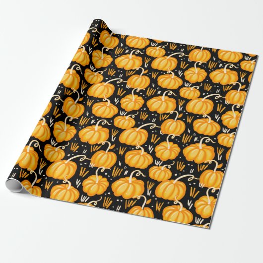 Modern Halloween Autumn Pumpkin Patchpattern Geschenkpapier (Ungerollt)