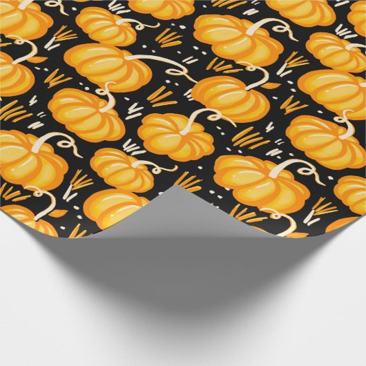 Modern Halloween Autumn Pumpkin Patchpattern Geschenkpapier (Ecke)