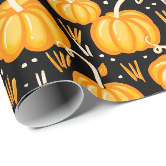 Modern Halloween Autumn Pumpkin Patchpattern Geschenkpapier (Rolleneckpunkt)