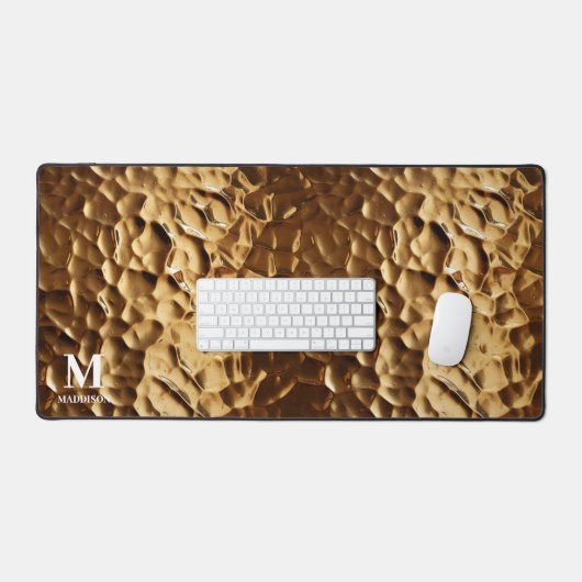 Modern Hammered Brass Custom Monogram Schreibtischunterlage (Tastatur & Maus)
