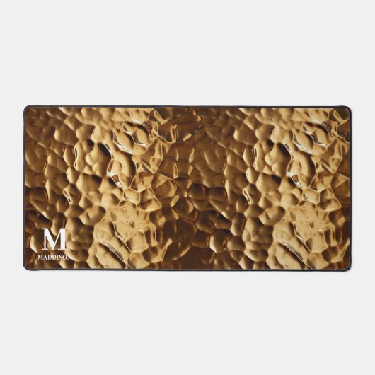 Modern Hammered Brass Custom Monogram Schreibtischunterlage (Vorderseite)