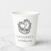 Modern Hand Drawn Black Bow Girl Geburtstag Pappbecher (Vorderseite)