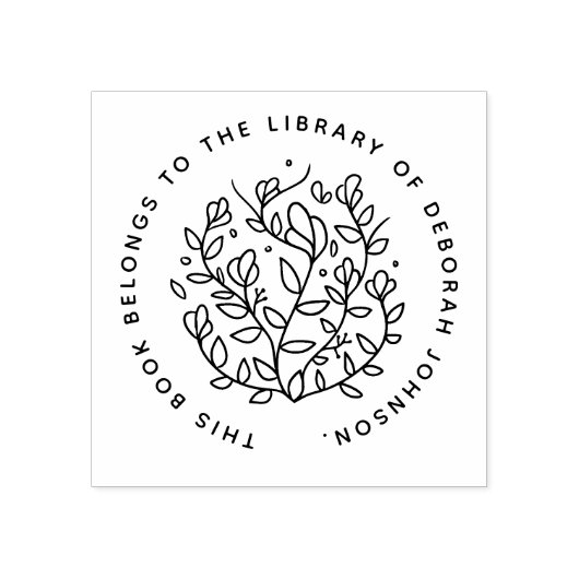 Modern Hand-drawn Botanical Custom Library Book Gummistempel (Prägung)