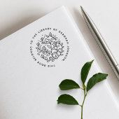 Modern Hand-drawn Botanical Custom Library Book Gummistempel