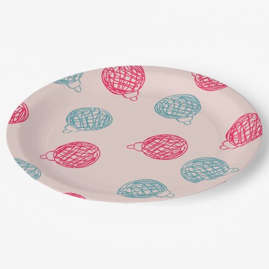 Modern Hand-Drawn Christmas Ornaments Pattern  Pappteller (Schrägansicht)