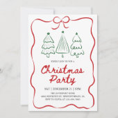 Modern Hand Drawn Christmas Tree Holiday Party Einladung (Vorderseite)
