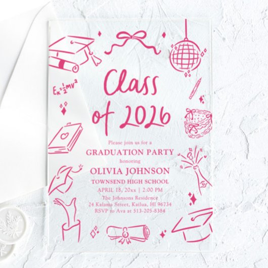 Modern Hand Drawn Class of 2026 Graduation Party Acryleinladungen