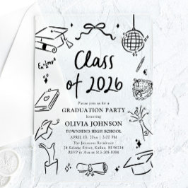 Modern Hand Drawn Class of 2026 Graduation Party Acryleinladungen