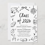 Modern Hand Drawn Class of 2026 Graduation Party Einladung (Vorderseite)