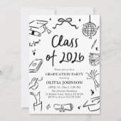 Modern Hand Drawn Class of 2026 Graduation Party Einladung (Vorderseite)