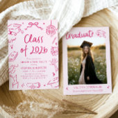 Modern Hand Drawn Class of 2026 Graduation Party Einladung