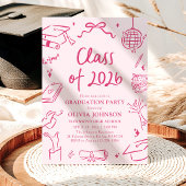 Modern Hand Drawn Class of 2026 Graduation Party Einladung